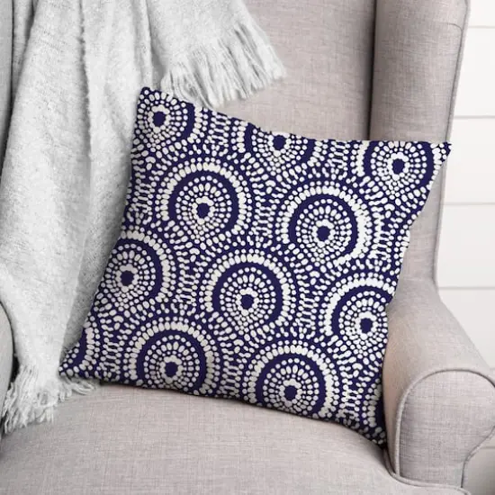 18" x 18" Fan Pattern Indoor/Outdoor Throw Pillow Blue {3}