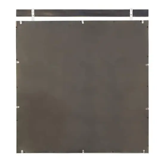 35" Brown Wood Rustic Wall Mirror {7}