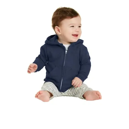 Port & Company&reg; Core Fleece Full-Zip Hooded Infant Sweatshirt Navy {4}