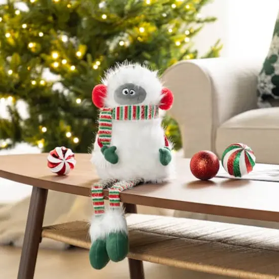 Glitzhome&reg; 21"H Christmas Fabric Yeti Shelf Sitter {5}