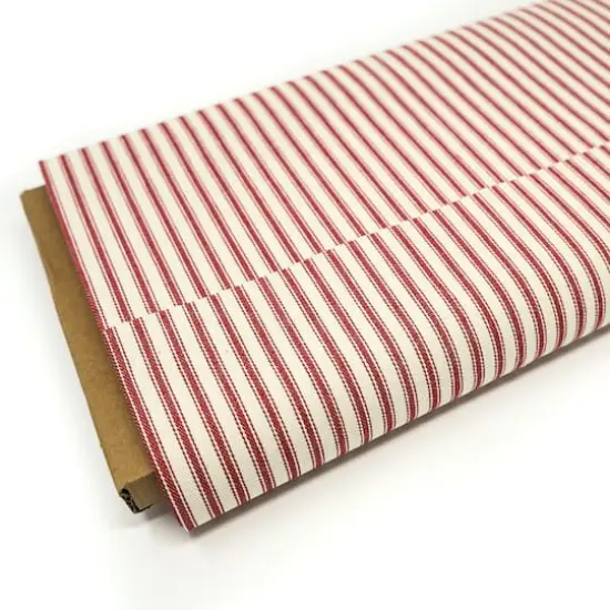 Roc-Lon Woven Stripe Ticking Red Fabric {1}