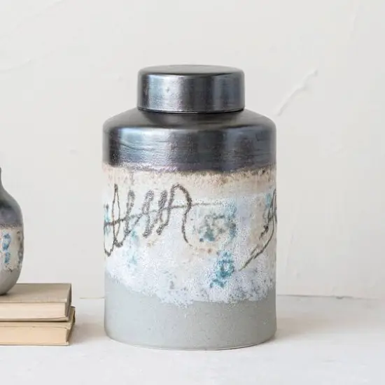 Hello Honey&reg; 13" Multicolor Reactive Glaze Decorative Stoneware Ginger Jar {6}