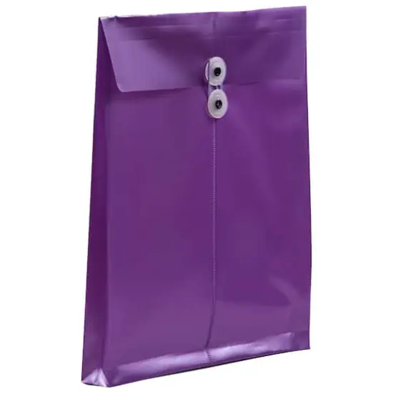 JAM Paper Purple Pearl Plastic Button & String Closure 9.75" x 11.75" Envelopes, 12ct. {4}