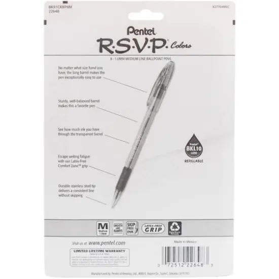 Pentel&reg; R.S.V.P. Assorted Colors Medium Ballpoint Pens {3}