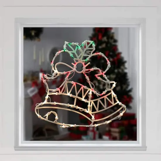 15" Lighted Bells with Bow Christmas Window Silhouette Decoration {9}