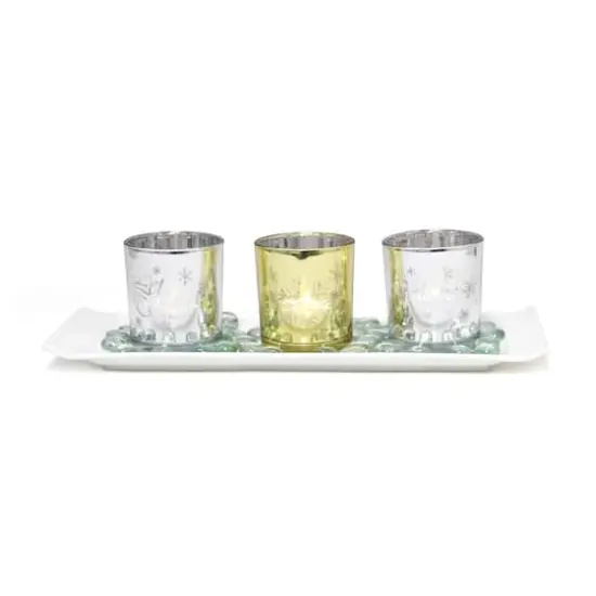Elegant Designs&trade; Silver and Gold Winter Wonderland Candle Set {3}
