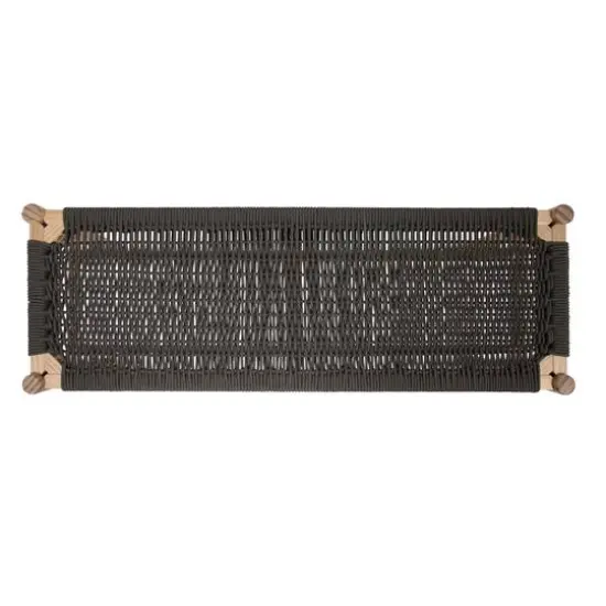 Hello Honey&reg; Fernway 18" Solid Wood and Woven Rope Entryway Bench Moss Green {7}