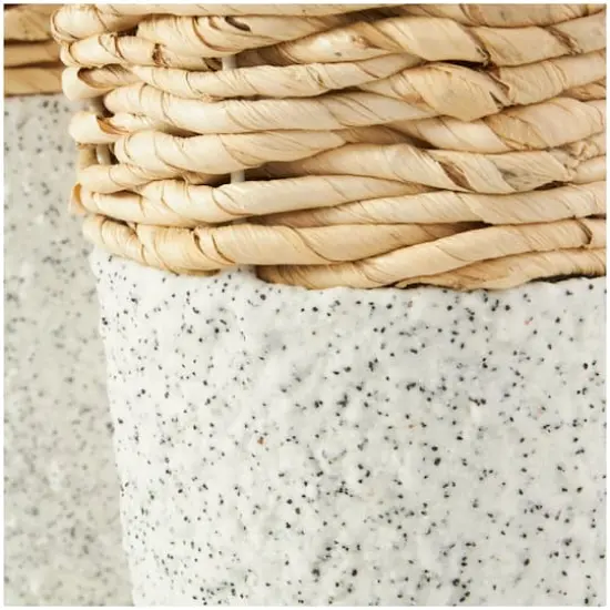 Brown Seagrass Woven Vase with Speckled Black and White Bases Set {5}