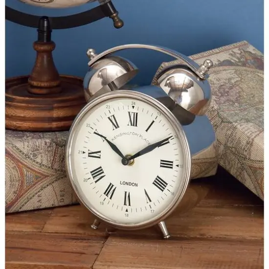 7" Stainless Steel and Aluminum Traditional Clock {9}