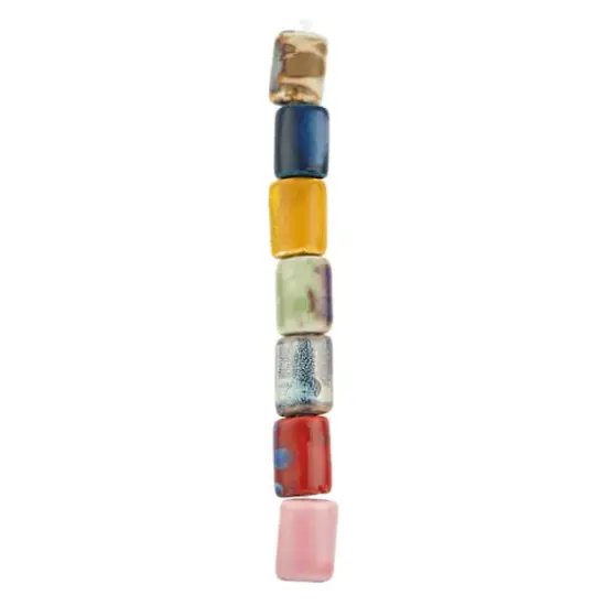 Multicolor Ceramic Puffed Rectangle Beads, 28mm by Bead Landing&trade; {4}