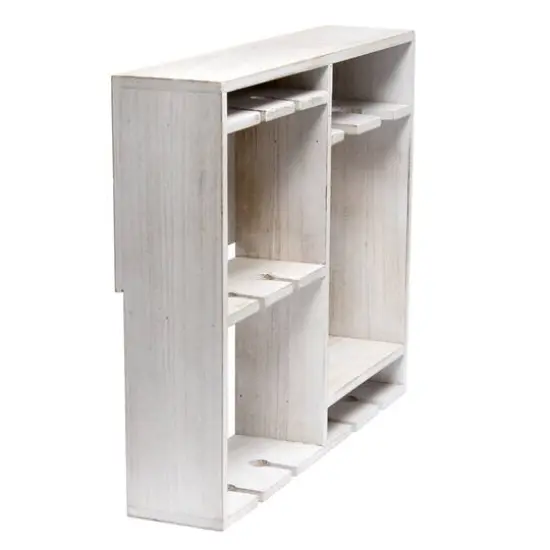 Elegant Designs Wall Mounted Wine Rack Shelf & Glass Holder White Wash {10}