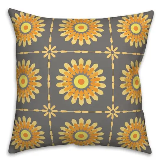 Flower Medallion Throw Pillow Gray {1}