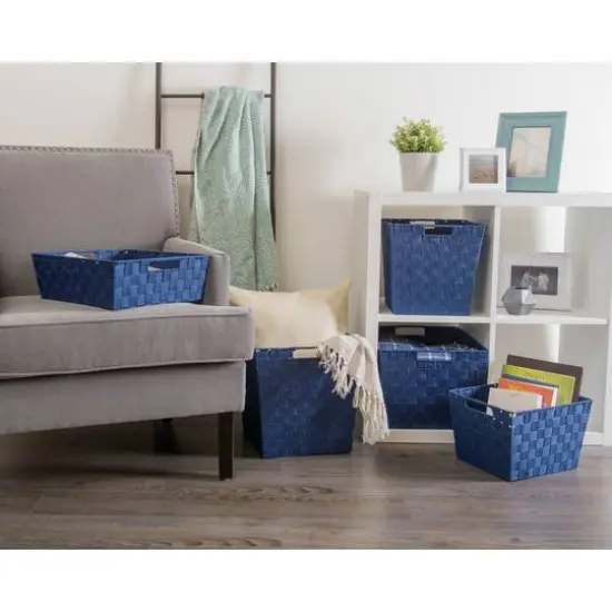 DII&reg; Nylon Basketweave Trapezoid Bin Set, 2ct. Navy {7}