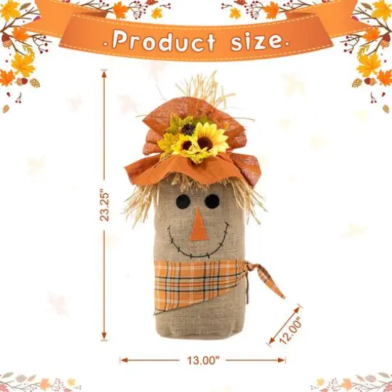 Glitzhome&reg; 23" Fall Linen Scarecrow Doorstop Porch D&eacute;cor {9}