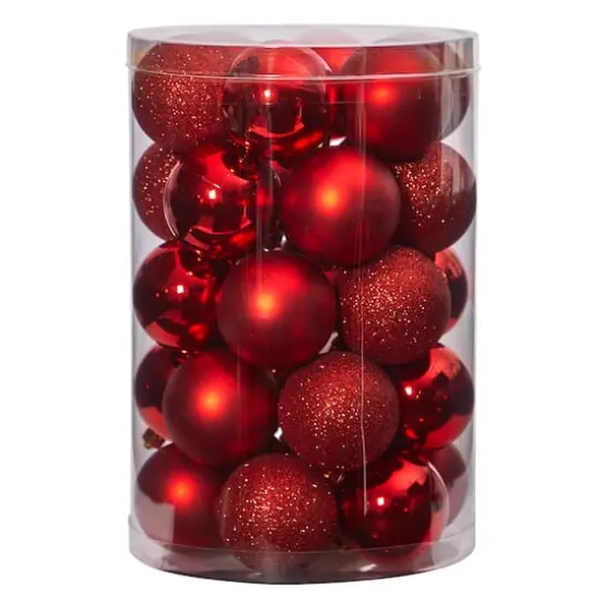 30ct. 2.5" Red Shatterproof Christmas Ornaments {4}