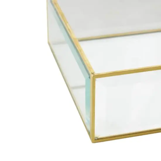 Clear & Gold Beveled Glass & Metal Rectangle Jewelry Box Set {7}
