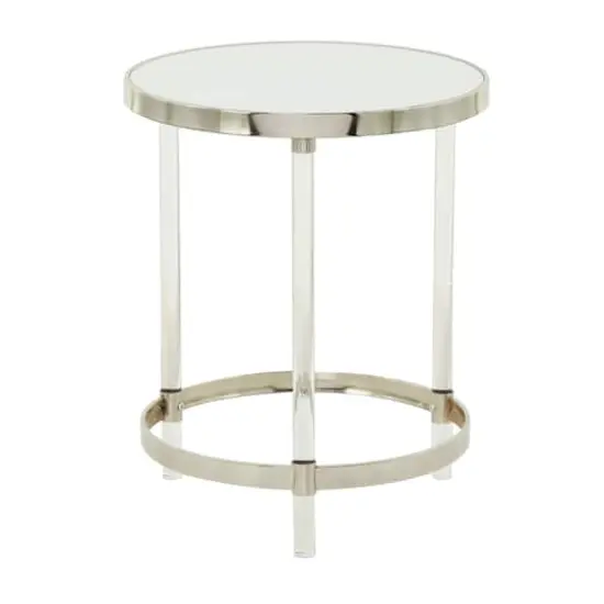 Silver Acrylic Contemporary Accent Table, 19" x 19" x 23" {1}