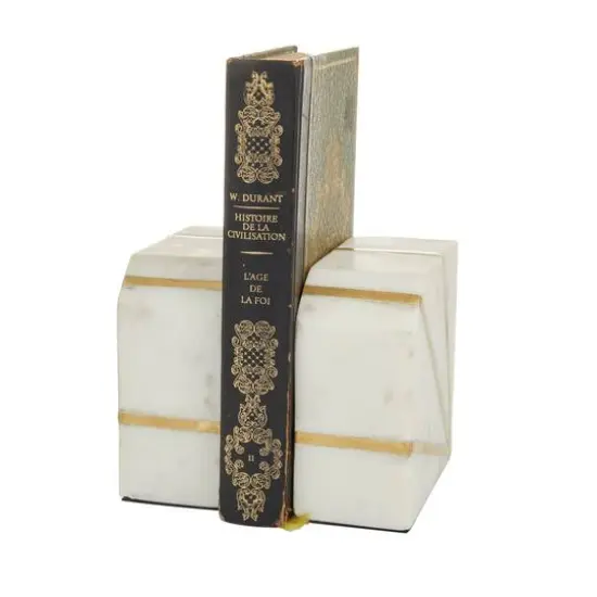 White Glam Abstract Bookends, {4}