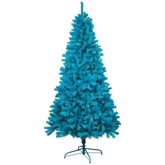 6ft. Pre-Lit Turquoise Medium Pine Artificial Christmas Tree, Clear Lights {1}