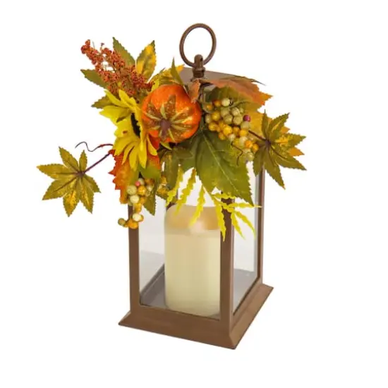 14" Harvest Lantern Decoration with LED Candle {1}