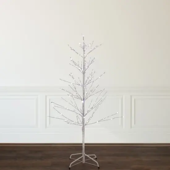 4ft. Pre-Lit White Birch Twig Artificial Christmas Tree, Pure White LED Lights {3}