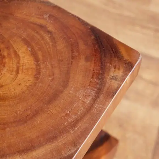 18'' Brown Saur Wood Contemporary Accent Table {8}