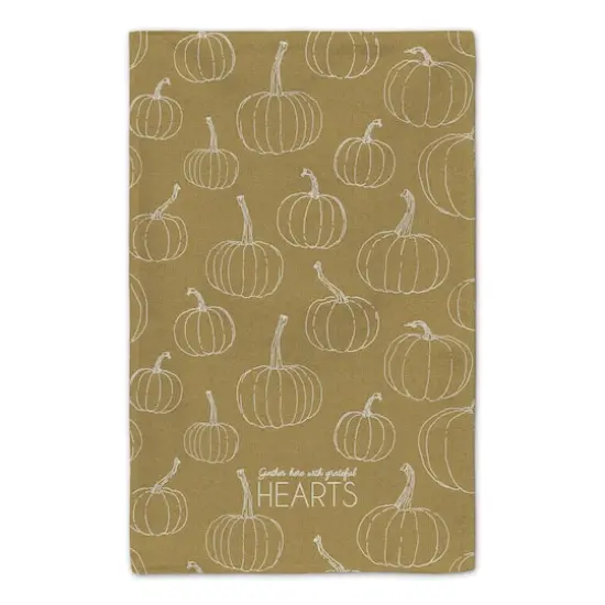 Grateful Hearts Mustard Pumpkin Tea Towel Set {5}
