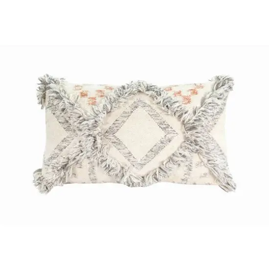 Hello Honey&reg; Cream & Gray Fringe Kilim Pillow {3}