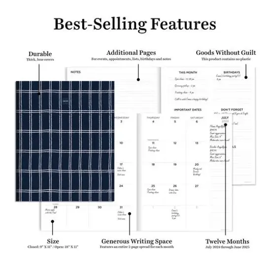 TF Publishing 2024-2025 Large Navy Grid Monthly Planner {3}