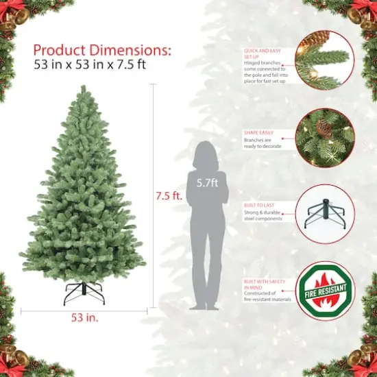 7.5ft. Pre-Lit Vermont Spruce Artificial Christmas Tree, Clear Lights {6}