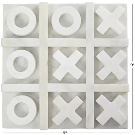 Marble Tic Tac Toe Game Set White {6}