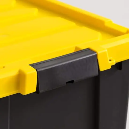 IRIS&reg; 78.5qt. Black Store-It-All Utility Totes with Yellow Buckle Lids, 2ct. {5}
