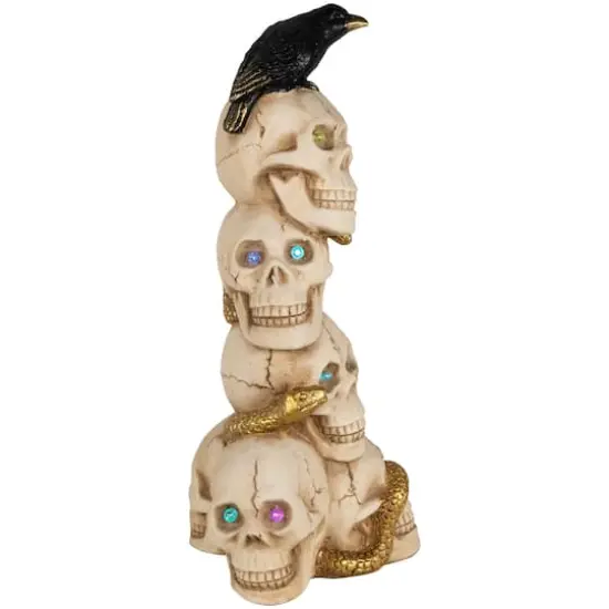 27.5" LED Skull Tower with Raven Halloween Decoration {5}