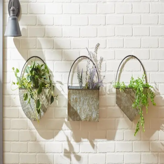 14.5" Rectangle Galvanized Wall Planter {9}