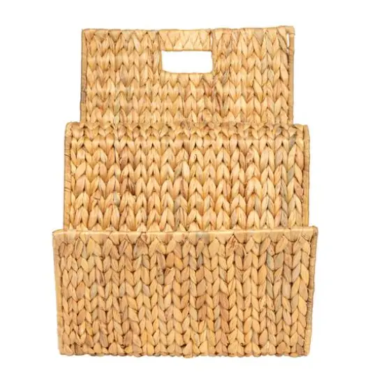 Hello Honey&reg; Hand-Woven Water Hyacinth & Metal Magazine Storage Holder with Handle {6}
