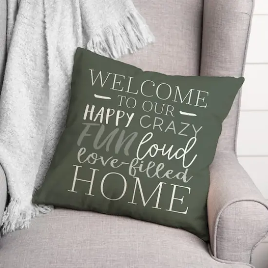 18" x 18" Love Filled Home Throw Pillow Sage {3}