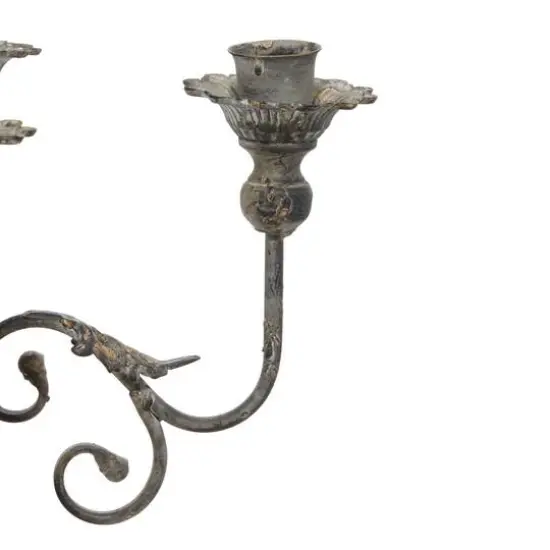 19" Gray Iron Vintage Candlestick Holders {5}