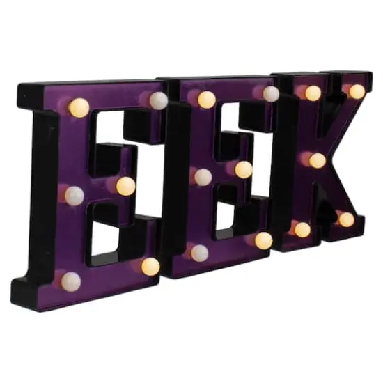6.5" Lighted Black & Purple EEK Halloween Marquee Sign {4}