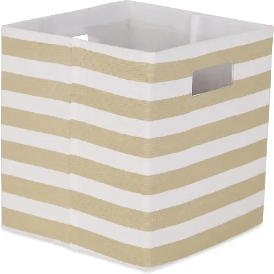 DII&reg; Striped Square Storage Cube Vintage Linen {1}