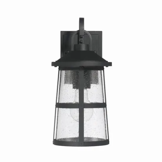 Hello Honey&reg; Nantucket Matte Black Coastal Metal & Glass Wall Mounted Outdoor Lantern Light {14}