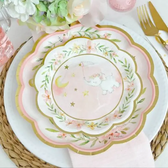 Kate Aspen&reg; 9" Pink Elephant Baby Shower Premium Paper Plates, 16ct. {8}