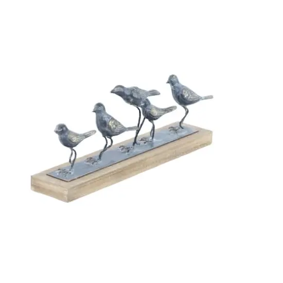 18" Gray Metal Farmhouse Birds Sculpture {3}