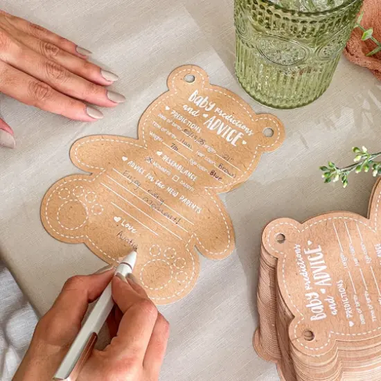 Kate Aspen&reg; Kraft Bear Shape Baby Shower Prediction Advice Card Keepsake Book Set {4}