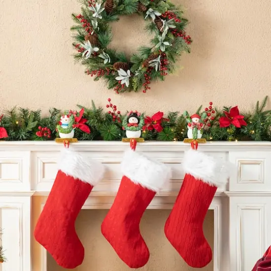 Glitzhome&reg; 5.5" JOY Stocking Holder Set {3}