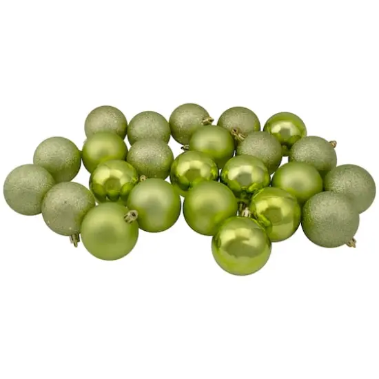60ct Shatterproof Kiwi Green 4-Finish Ball Ornaments {3}