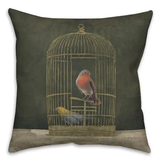 Gold Birdcage 18" x 18" Indoor/Outdoor Pillow {3}