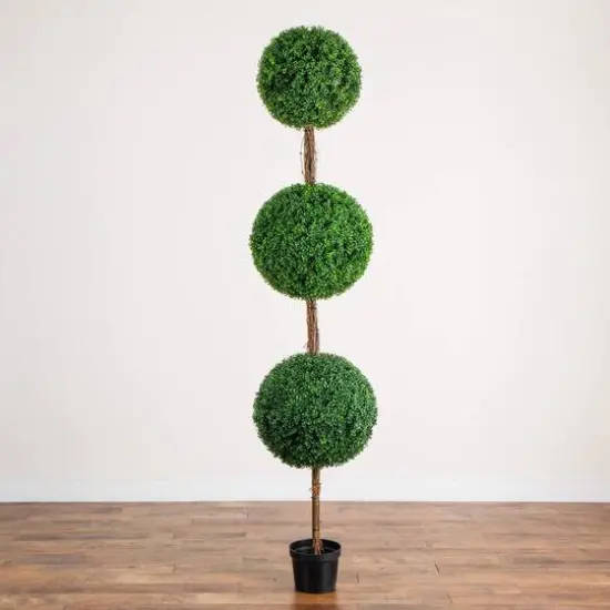 8ft. UV Resistant Artificial Triple Ball Boxwood Topiary Tree (Indoor/Outdoor) {7}