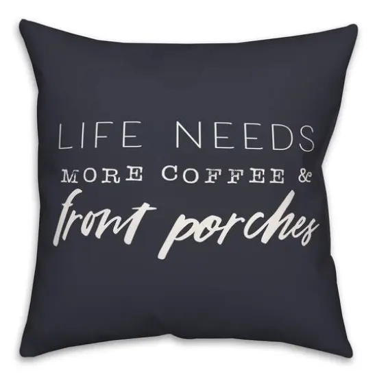 18" x 18" Coffee & Porches Throw Pillow Navy {1}