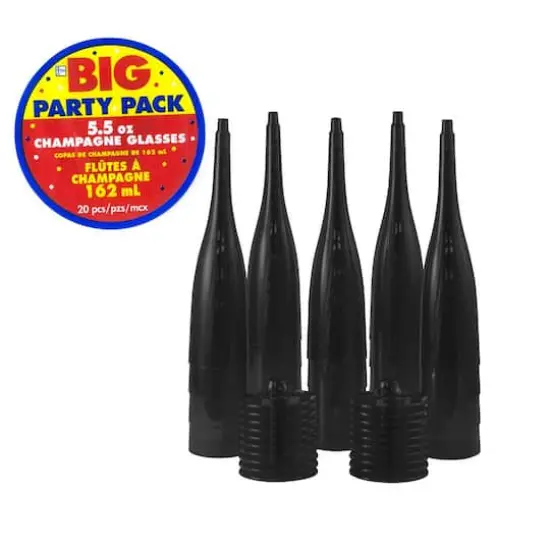 JAM Paper 5.5oz. Plastic Champagne Flutes, 20ct. Black {3}