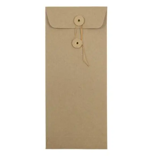 JAM Paper 9.5" x 4.125" Kraft Brown Business Envelopes with Button & String Closure, 25ct. {1}